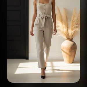 Gianni Bini Light Beige Buttoned Jumpsuit